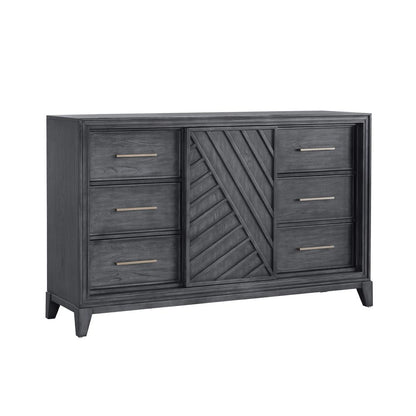 Lenox 6-Drawer Sliding Door Dresser with Storage