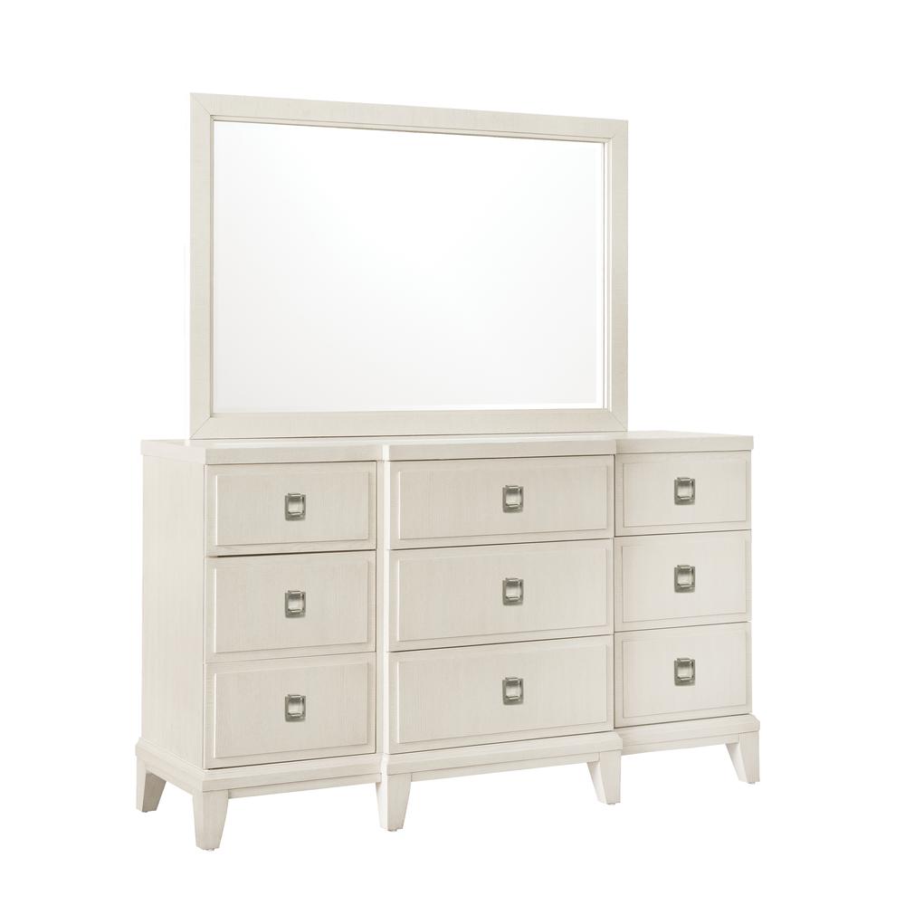 Madison Beveled Dresser Mirror in a Grey-White Wash Finish