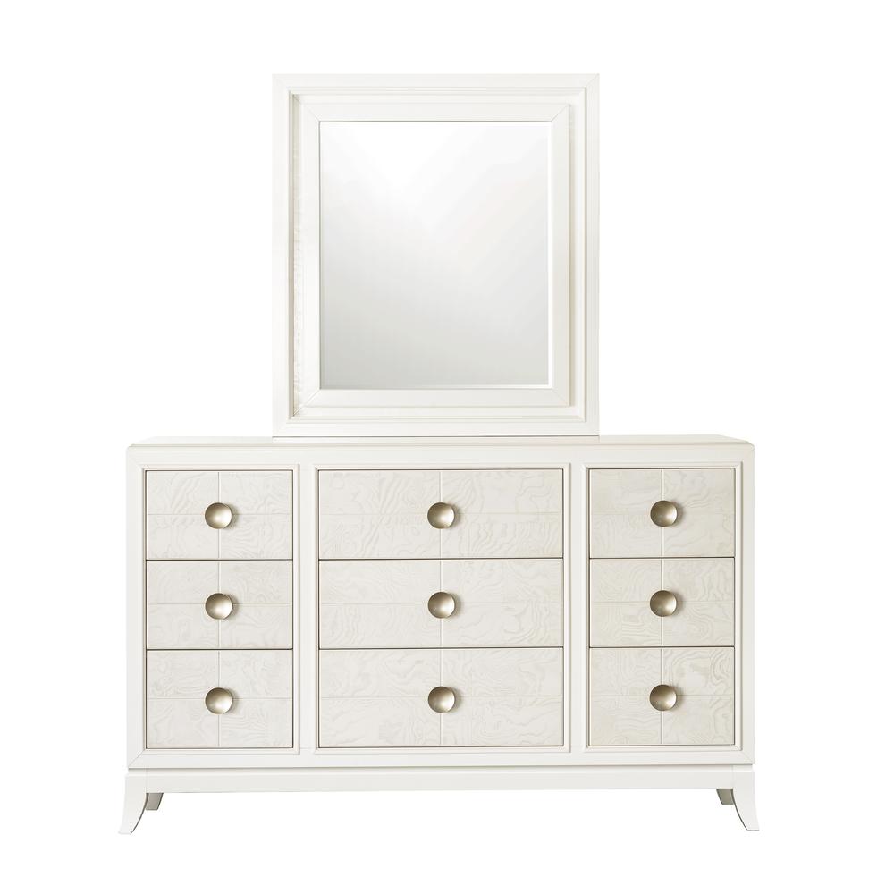 Melrose Beveled Dresser Mirror with LED Lights in a White Finish