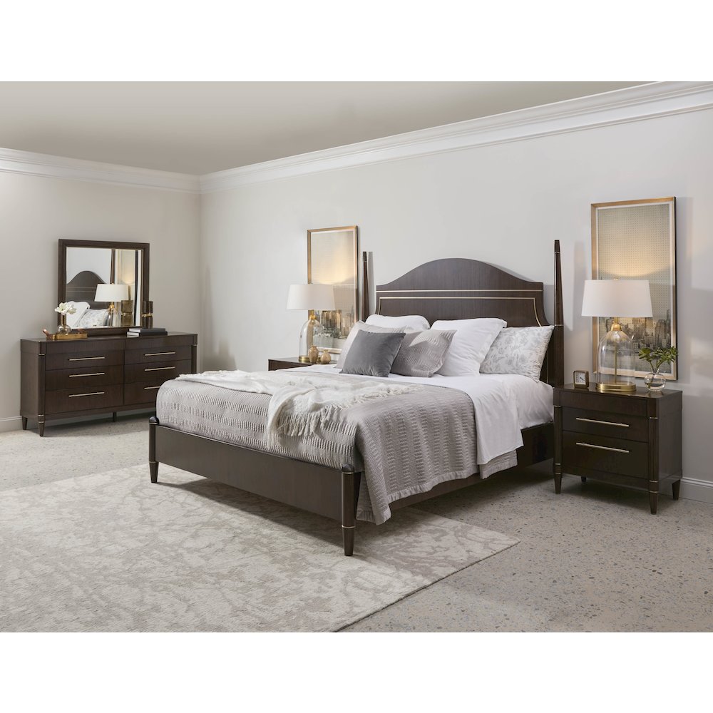 Asher Park King Poster Bed, Piano Brown Finish