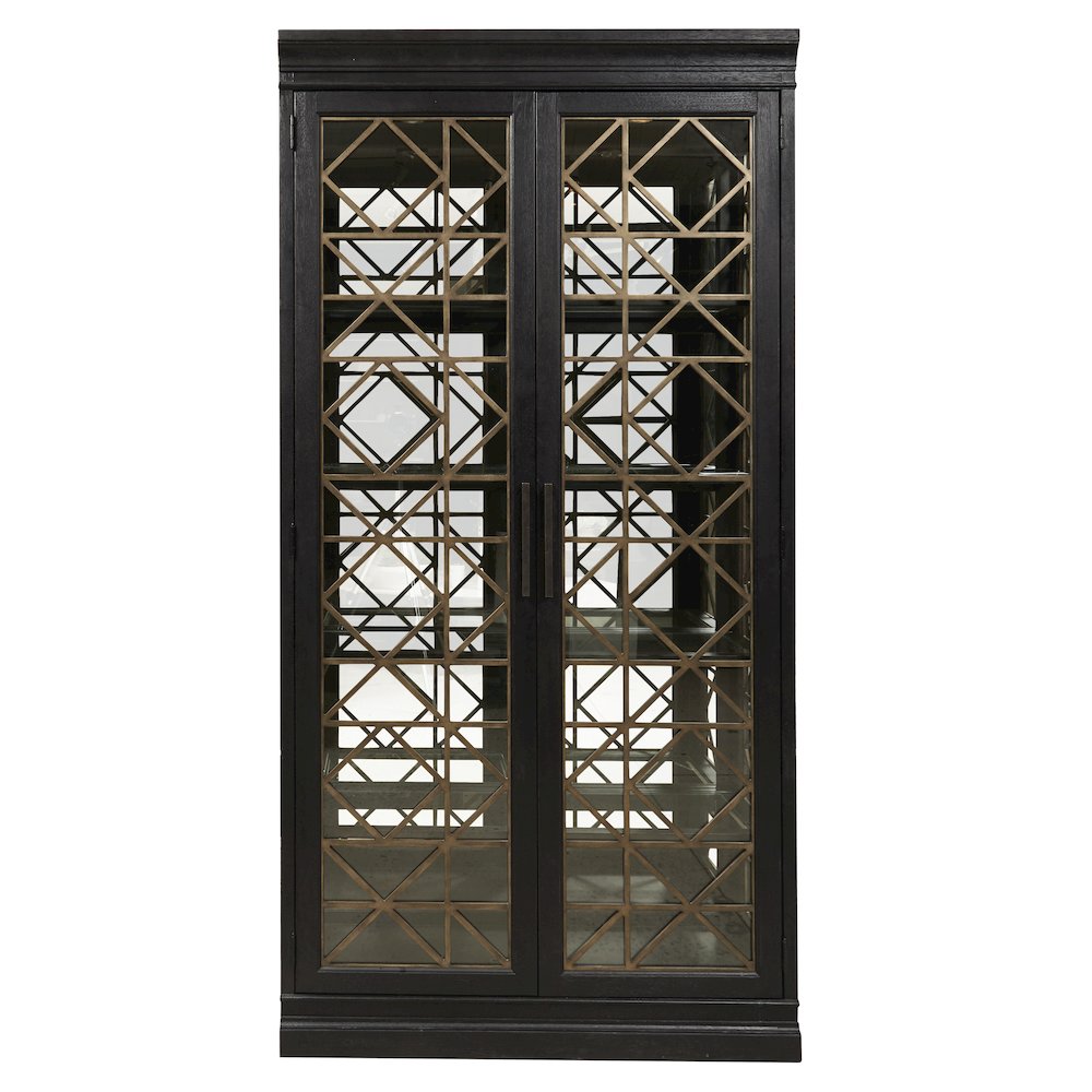 4 Shelf Display Cabinet with Decorative Glass Doors