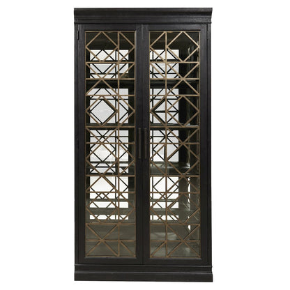 4 Shelf Display Cabinet with Decorative Glass Doors