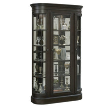 Curved End Display Curio Cabinet with Door in Espresso