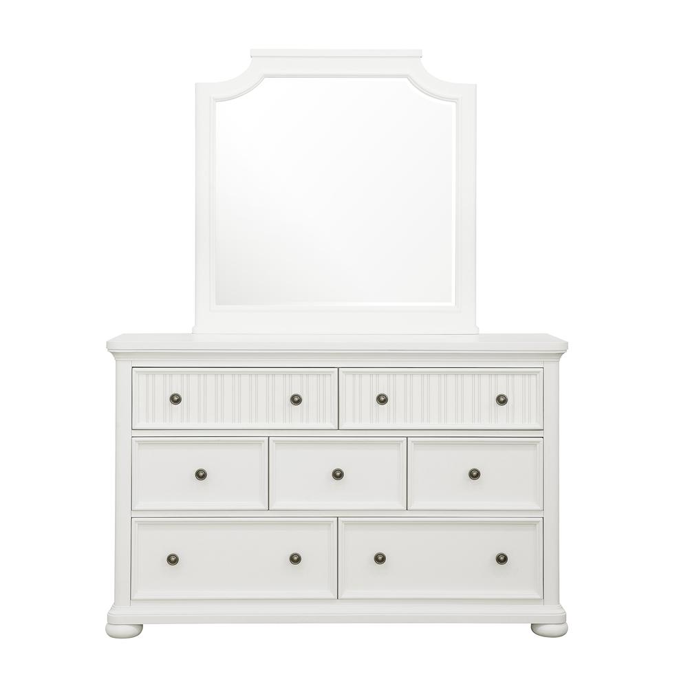Savannah Beveled Dresser Mirror - White Finish