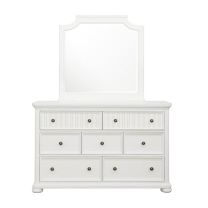 Savannah Beveled Dresser Mirror - White Finish