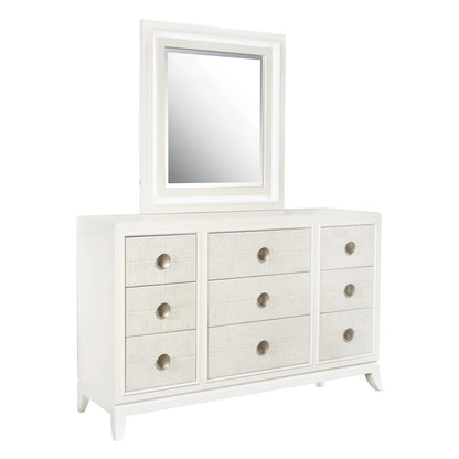 Melrose Beveled Dresser Mirror with LED Lights in a White Finish
