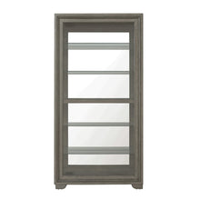 Modern Wood Framed 5-Shelf Sliding Door Curio with LED Light