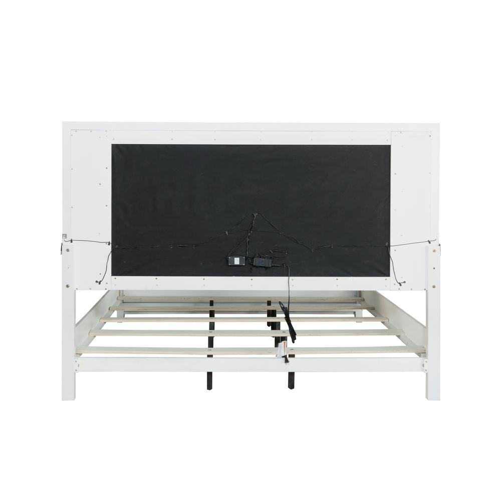 Starlight King Upholstered Panel Bed with LED Lights