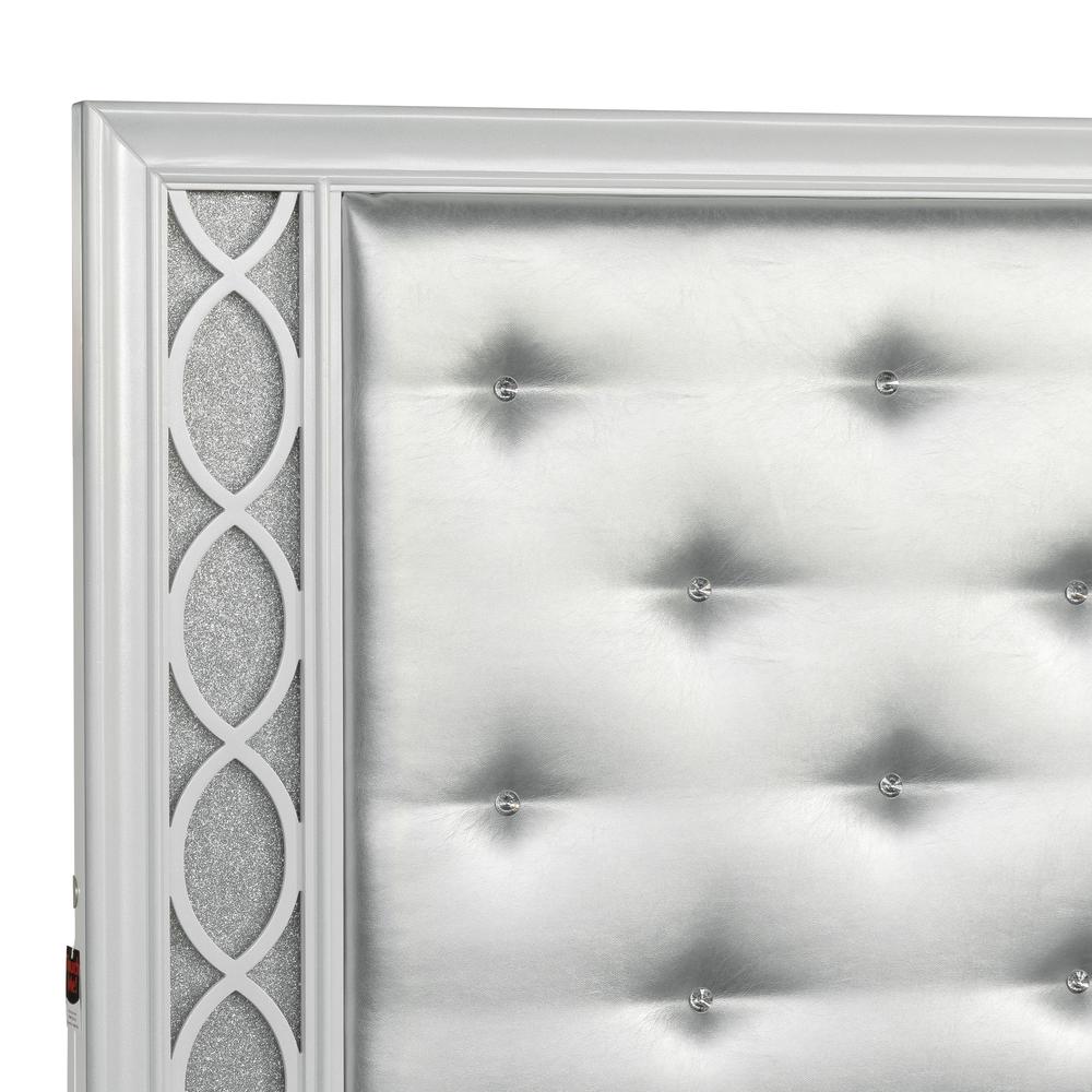 Starlight King Upholstered Panel Bed with LED Lights