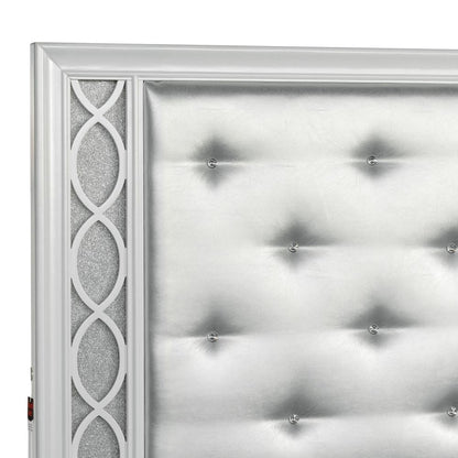 Starlight King Upholstered Panel Bed with LED Lights