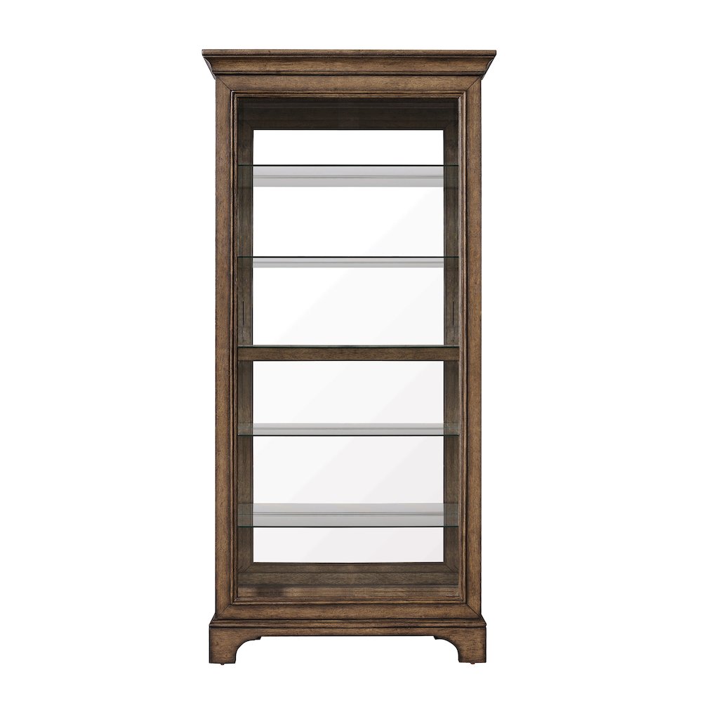 Traditional Sliding Door Curio with Glass Shelves and LED Light