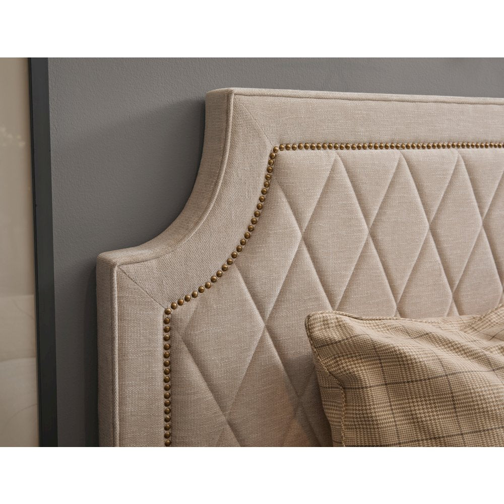 Asher Park California King Upholstered Bed, Piano Brown Finish