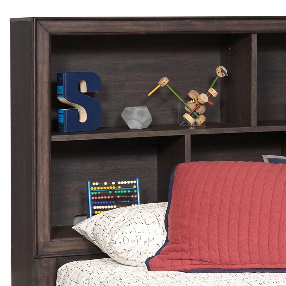 Kids Full Bed Bookcase Headboard in Espresso Brown