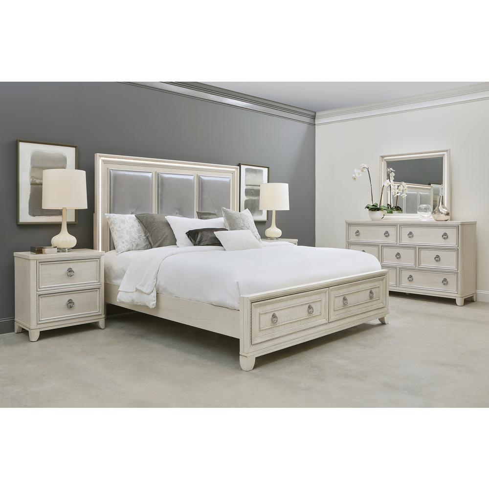 Orleans King Upholstered Storage Bed with LED Lights