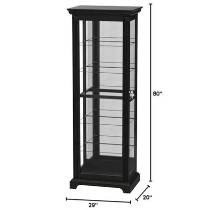 Locking Slide Door 5 Shelf Curio Cabinet in Deep Cherry Brown