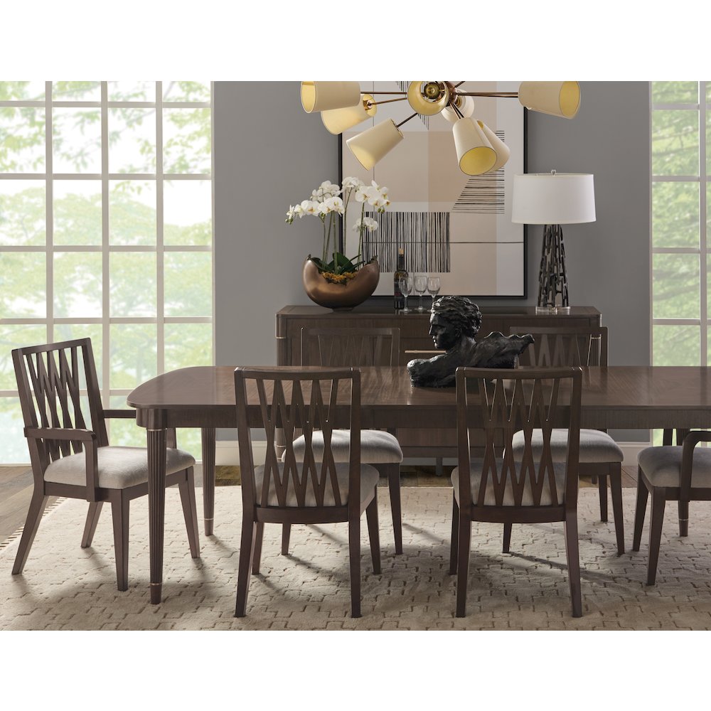 Asher Park Glass Top 2 Door Buffet with Storage Drawers, Piano Brown Finish