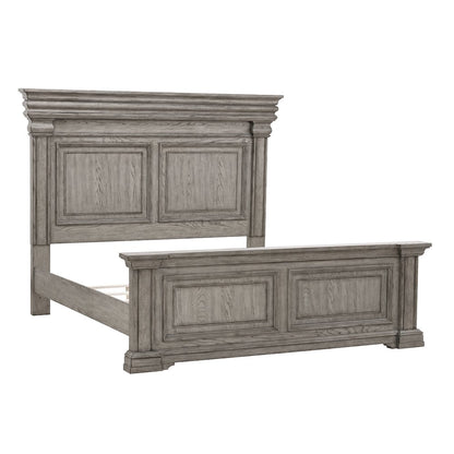 California King Panel Bed with Blanket Chest Footboard in Heritage Taupe