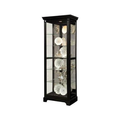 Locking Slide Door 5 Shelf Curio Cabinet in Deep Cherry Brown