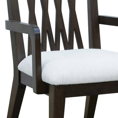 Asher Park Wood Back Arm Chair, Piano Brown Finish