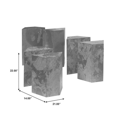 Compostela and San Juan Slate Pedestal - Set of 3