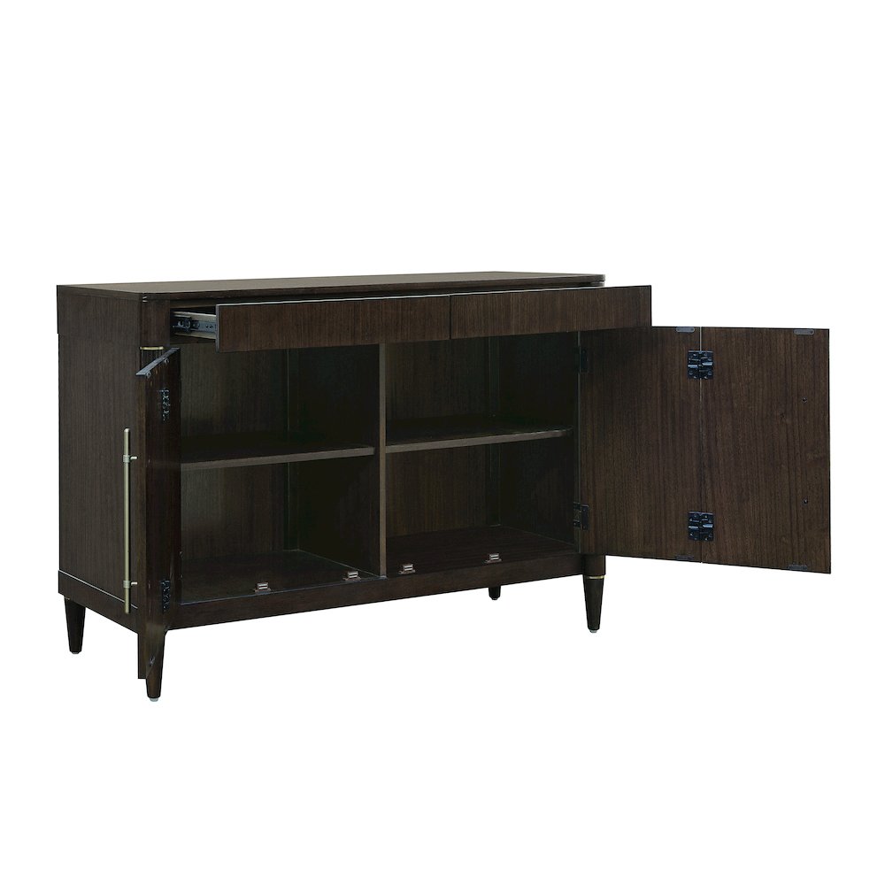 Asher Park 2 Door Server with Storage Drawer, Piano Brown Finish