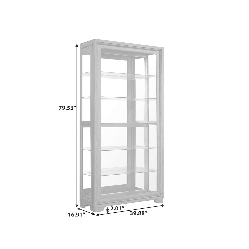 Modern Wood Framed 5-Shelf Sliding Door Curio with LED Light