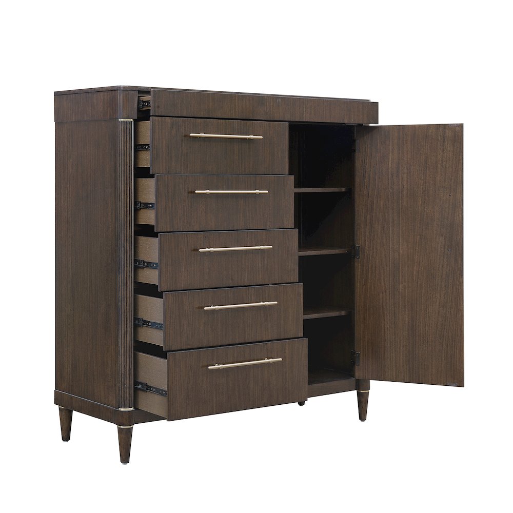 Asher Park 6 Drawer Master Chest, Piano Brown Finish
