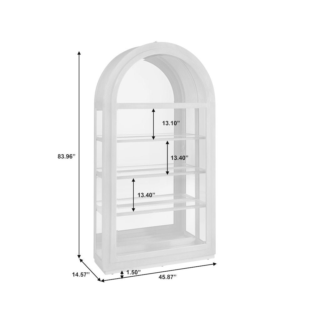 Arch Sliding Door Curio Cabinet, Medium Wood Finish
