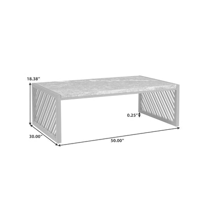 Modern Industrial Stone Top Cocktail Table