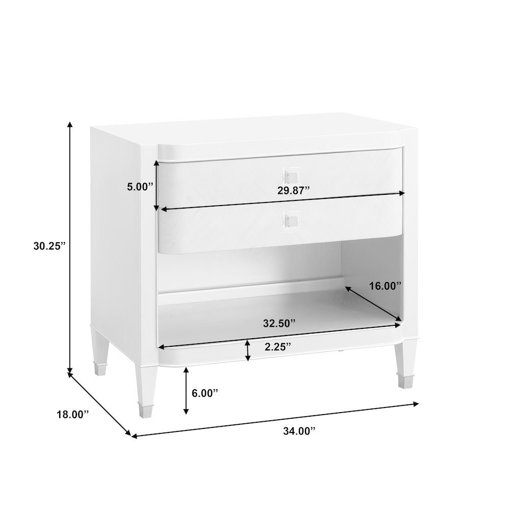 Zoey 2 Drawer Nightstand with Open Shelf and Wireless Charger