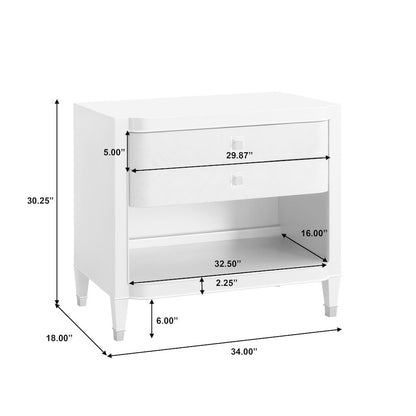 Zoey 2 Drawer Nightstand with Open Shelf and Wireless Charger