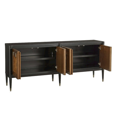 4-Door Mid-Century Modern Console with Shelves