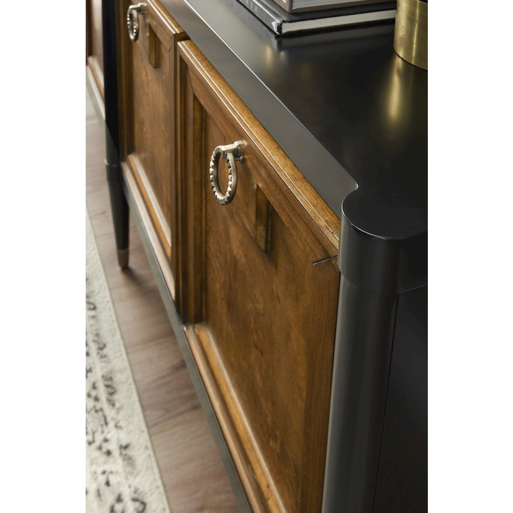 4-Door Mid-Century Modern Console with Shelves