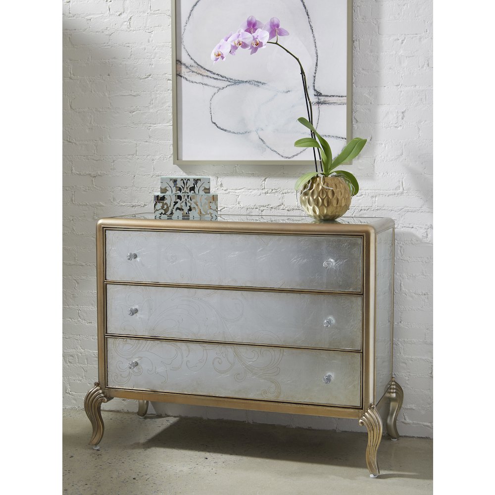 Three Drawer Eglomise Accent Chest