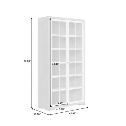 Contemporary 5-Shelf Glass Door Bookcase