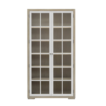 Contemporary 5-Shelf Glass Door Bookcase