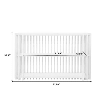 Wood Slat Display Console with Concrete Top