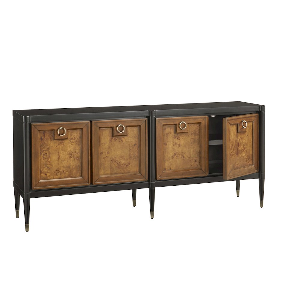 4-Door Mid-Century Modern Console with Shelves