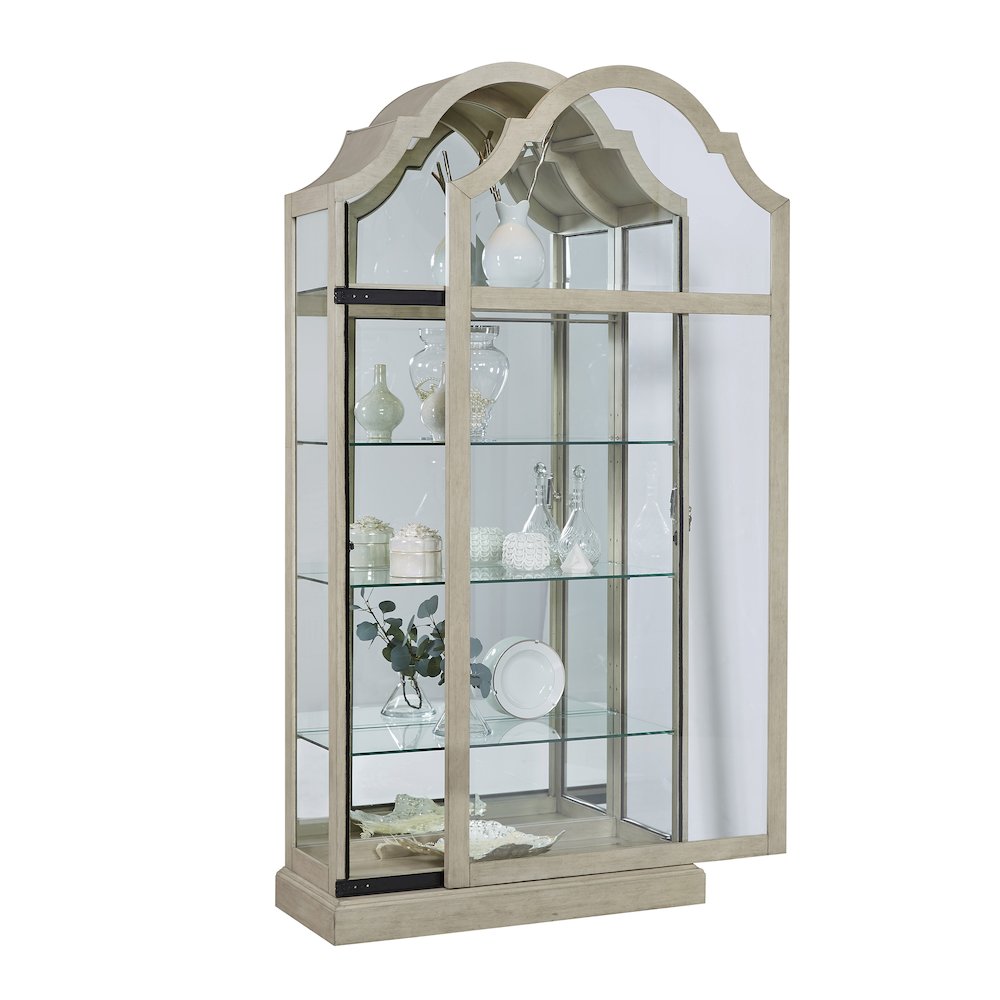 Mirrored Back Sliding Door Curio with Puck Light
