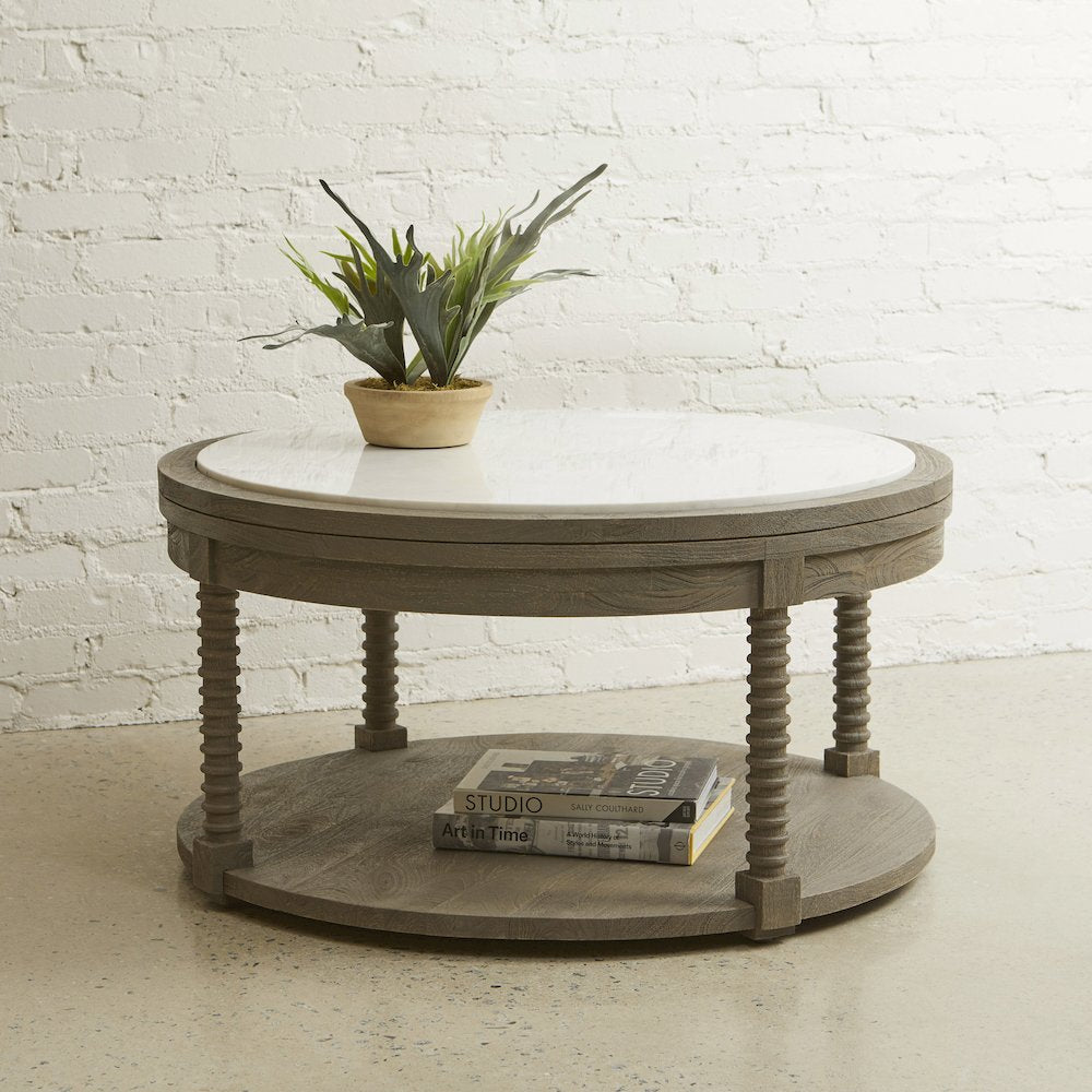 Round Cocktail Table with Marble Top
