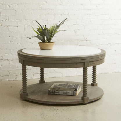 Round Cocktail Table with Marble Top