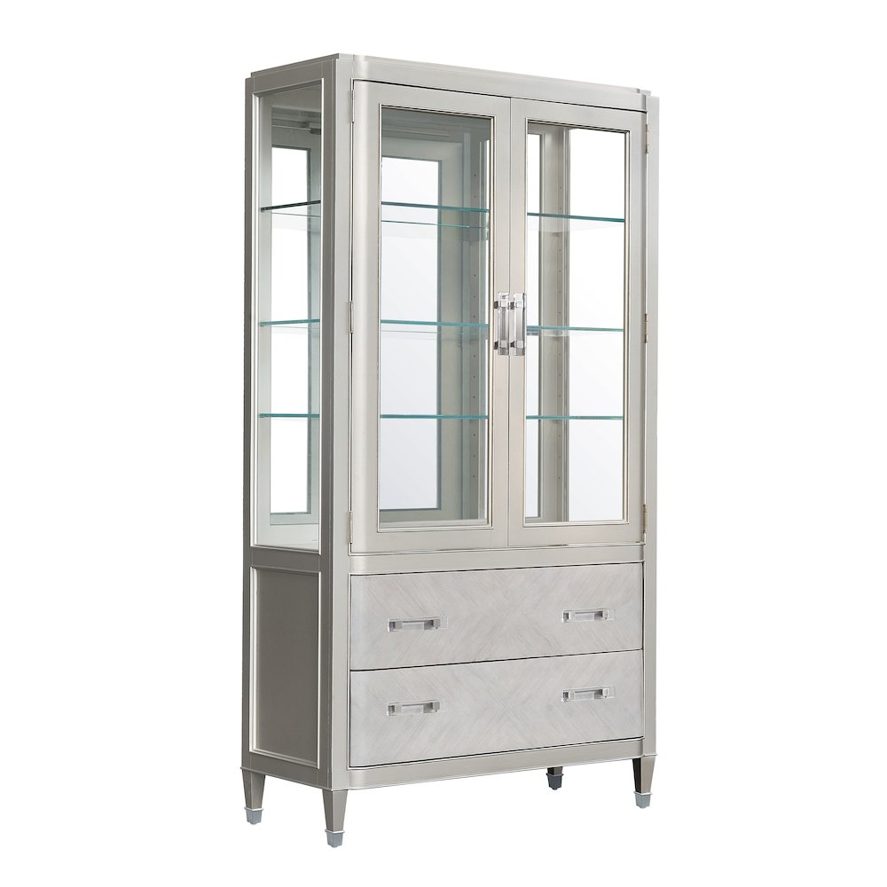 Zoey Glass Door China Cabinet with Drawers
