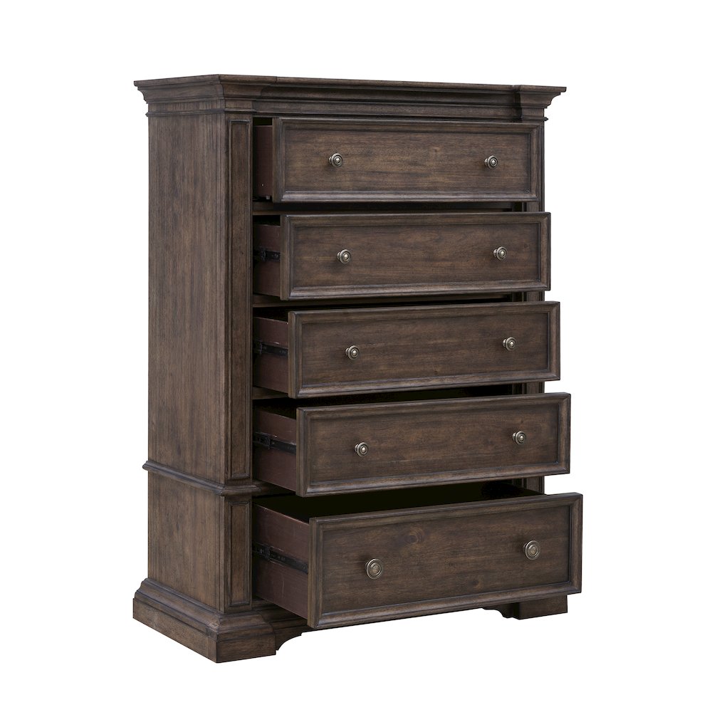 Woodbury Five Drawer Chest in Cowboy Boots Brown