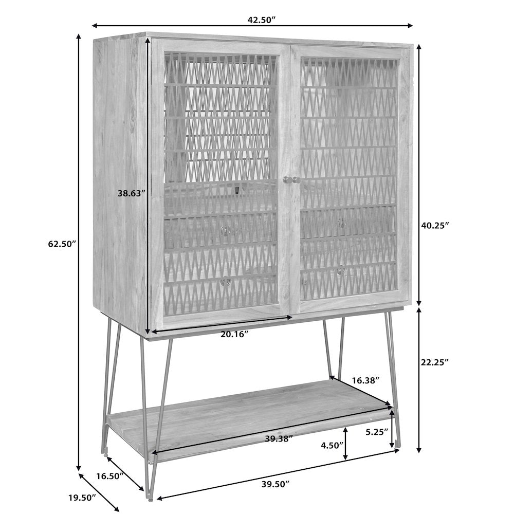 2-Door Bar Cabinet with Storage Drawers