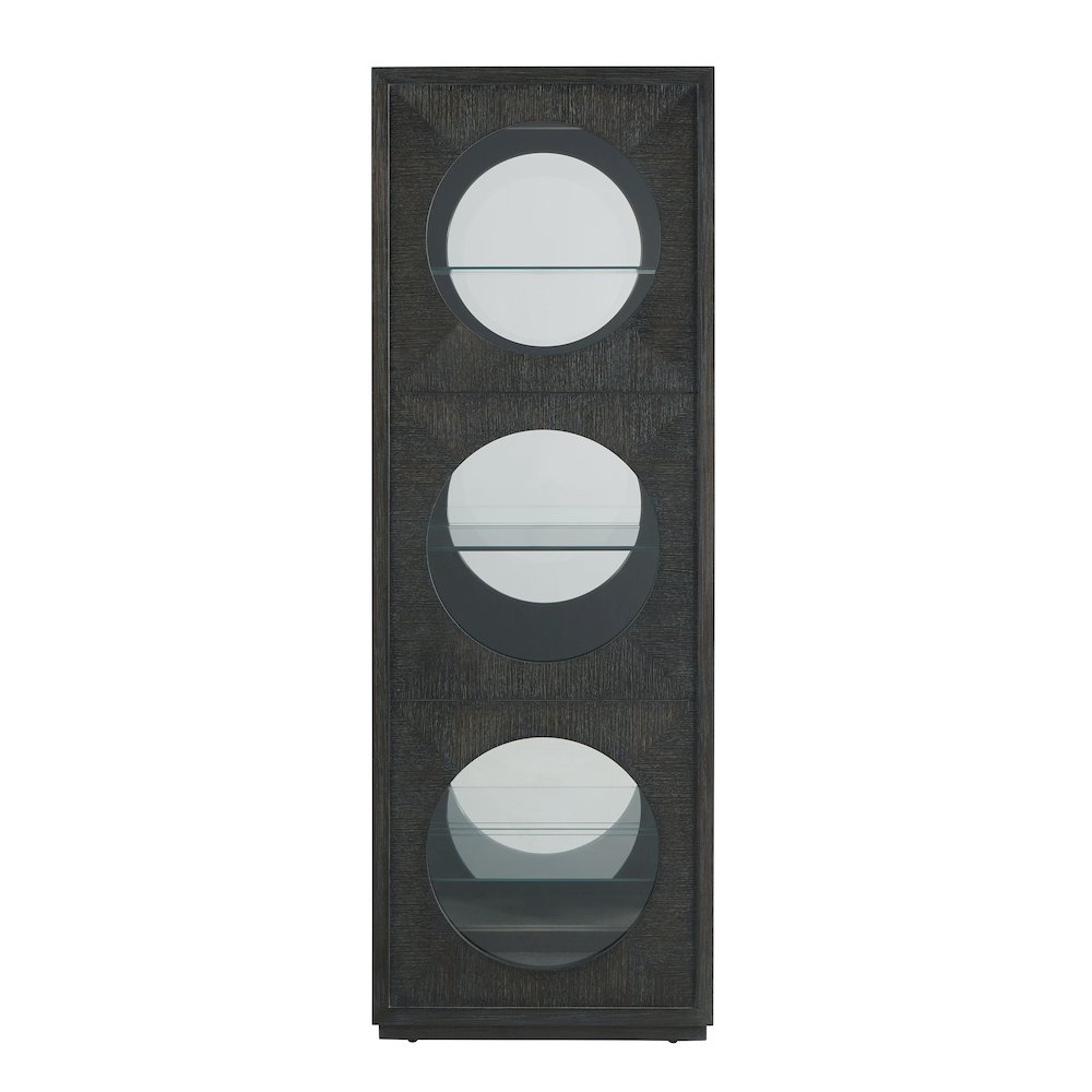 Contemporary Side Entry Curio Cabinet, Dark Wood Finish