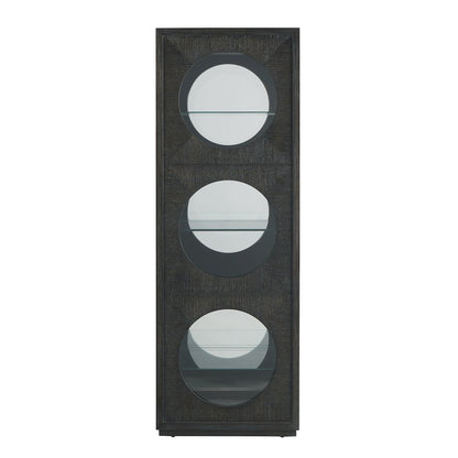 Contemporary Side Entry Curio Cabinet, Dark Wood Finish
