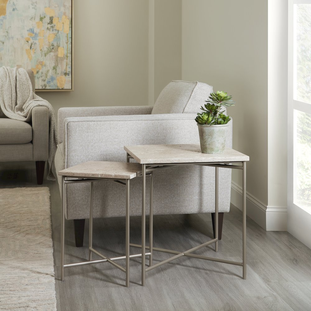 Large Stone Top Nesting Table