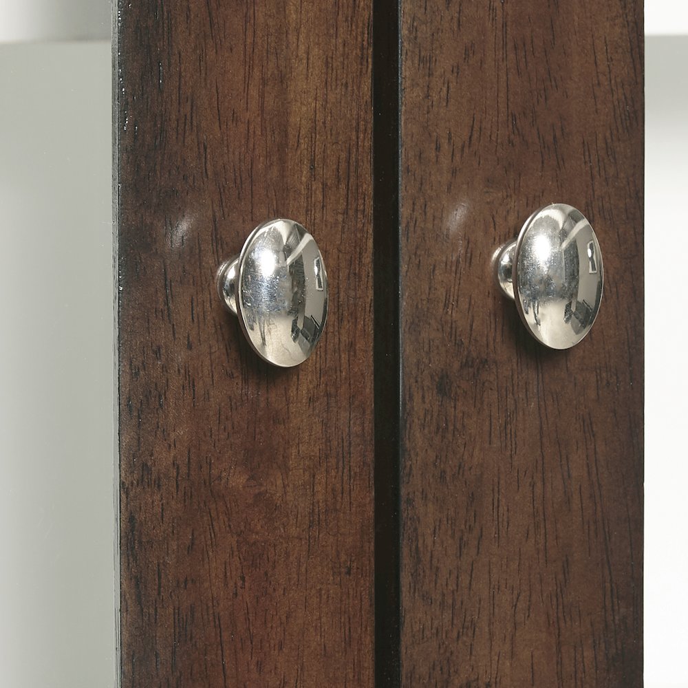 Modern Wood Bar Cabinet with Glass Doors and Storage Drawers