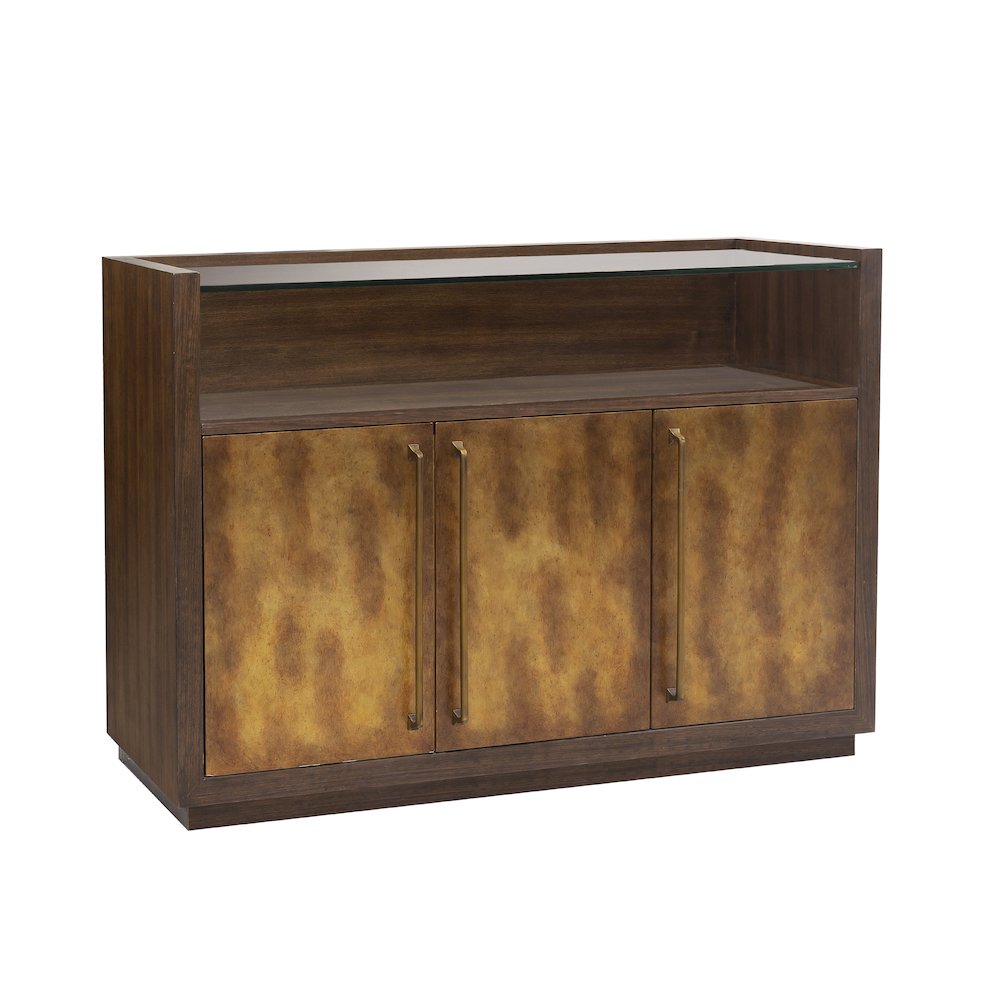 3 Door Bar Cabinet with Glass Shelves