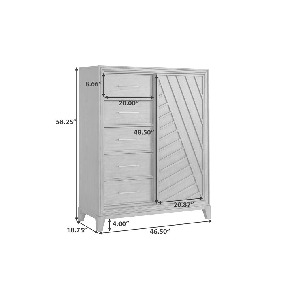 Lenox 5-Drawer Sliding Door Chest with Storage